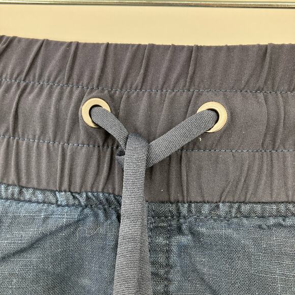 Athleta Navy Blue Pull On Drawstring Lightweight Cabo Tide Linen Shortie Shorts - Picture 7 of 8